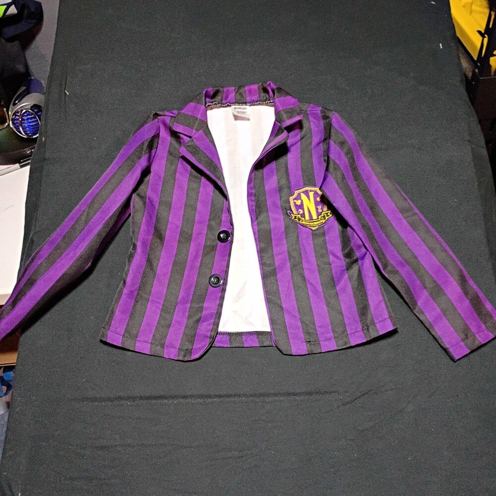 Wednesday Nevermore Academy Striped Jacket Purple/Black Polyester Halloween S